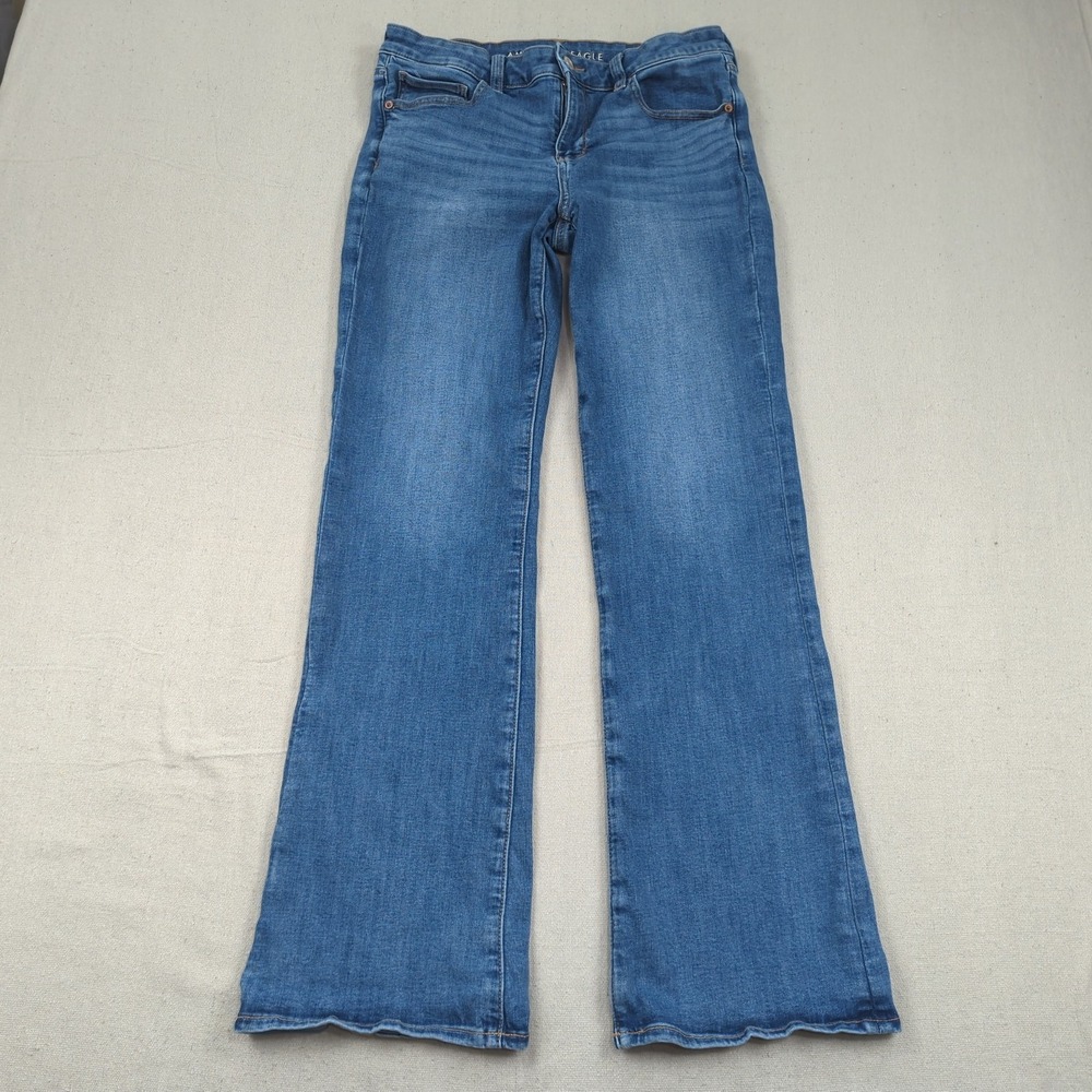 American Eagle Jeans Womens 10 Blue Kick Boot Cut Stretch Western Boho